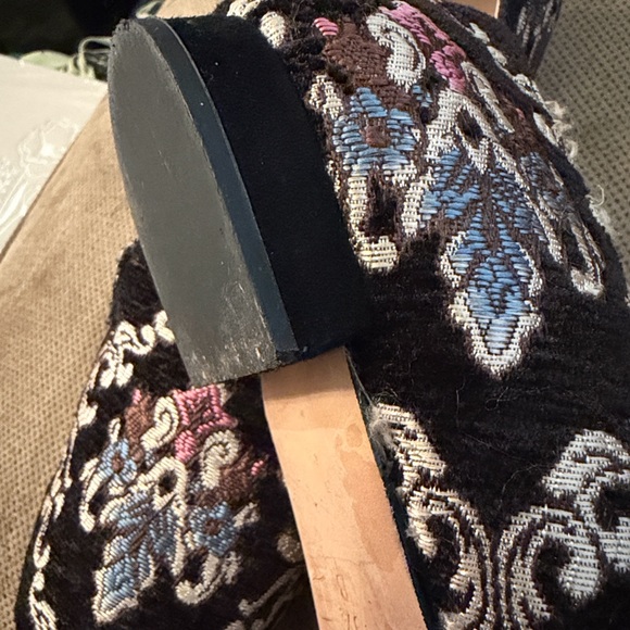 Embroidered Black Floral Loafers - Women's Slip-On Flats - Picture 8 of 10